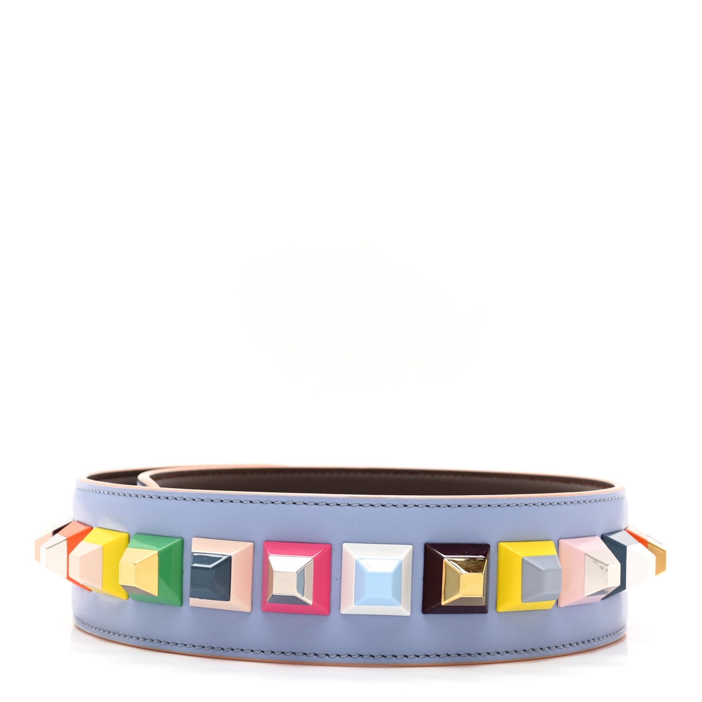 Vitello Century Plexiglass Bi-Color Studded Strap You Azzurro Sky Multicolor