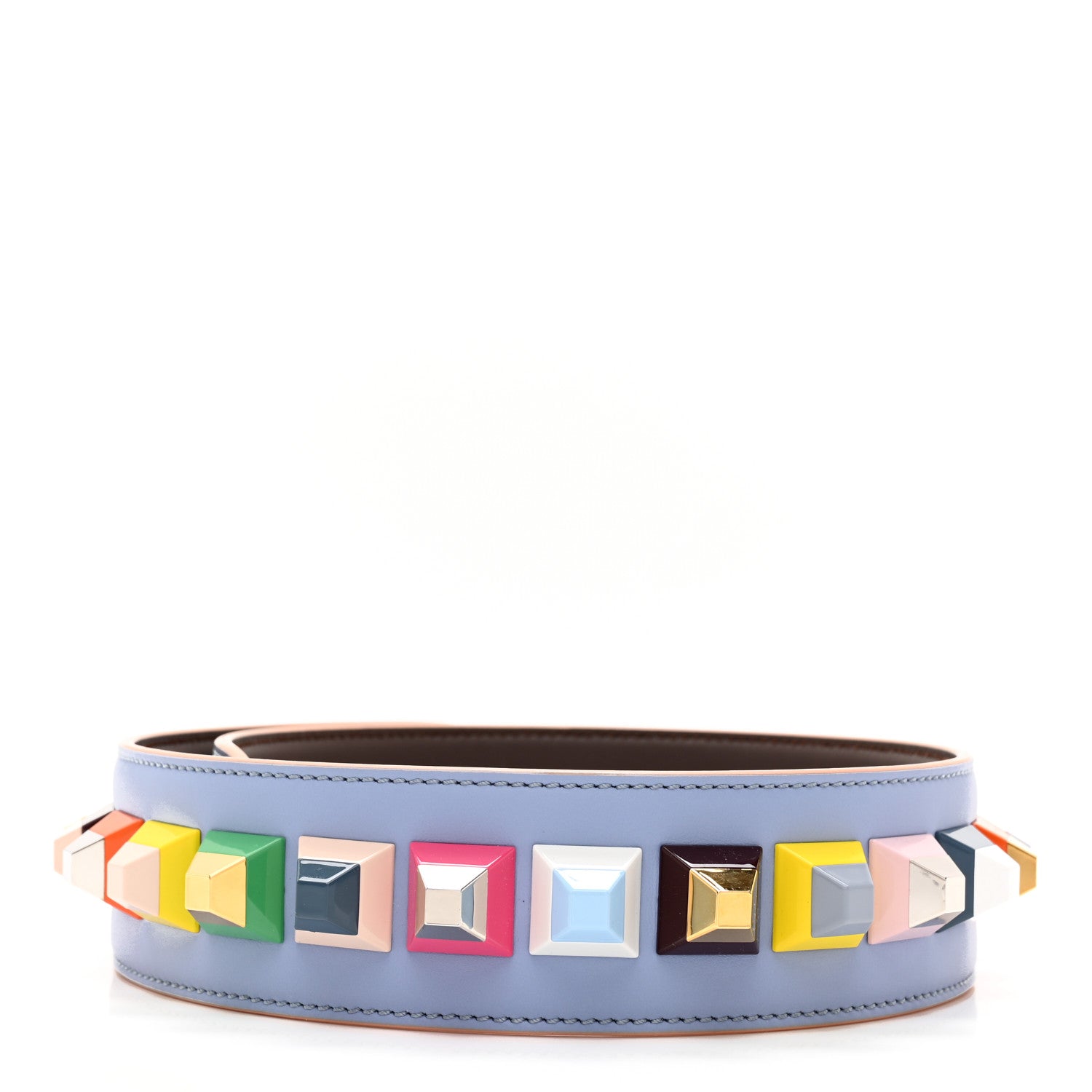 Fendi Vitello Century Plexiglass Bi-Color Studded Strap You Azzurro Sky Multicolor 2 of 4