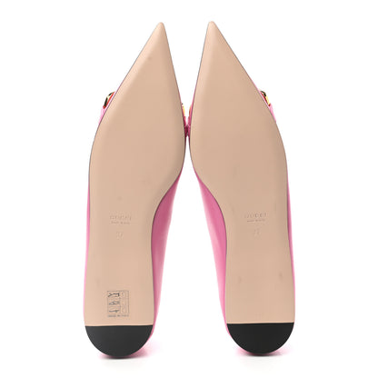 Gucci Nappa Charlotte Deva Horsebit Chain Embellished Flats 37 Pink Tropical Flower 5 of 10
