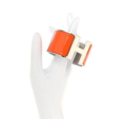 Hermes Enamel Extra Wide Clic Clac H Bracelet PM Orange Fruite White 2 of 5