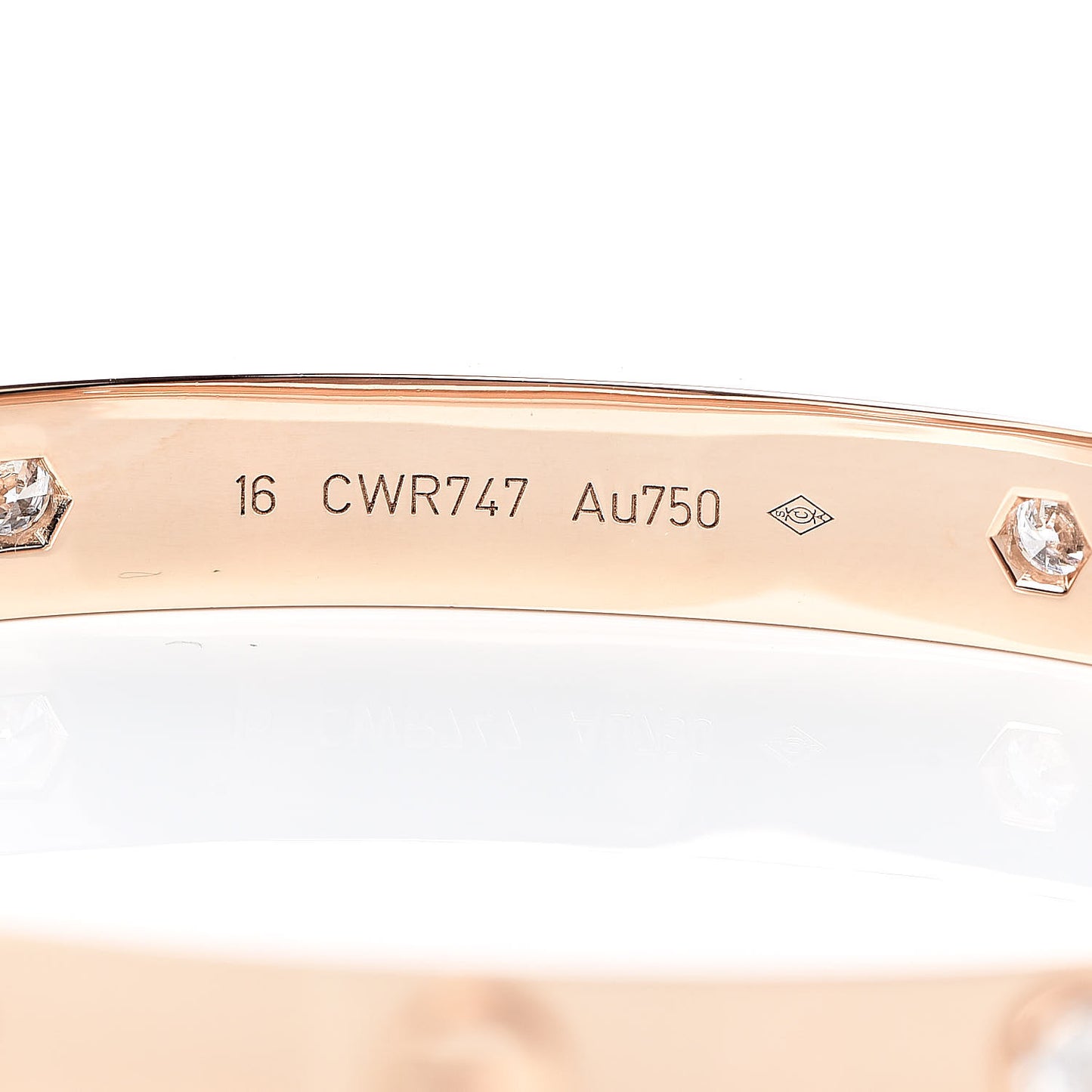 18K Pink Gold 4 Diamond LOVE Bracelet 16