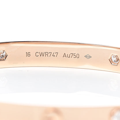 Cartier 18K Pink Gold 4 Diamond LOVE Bracelet 16 5 of 5