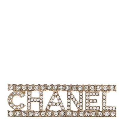 Chanel Crystal Logo Brooch Silver 1 of 5