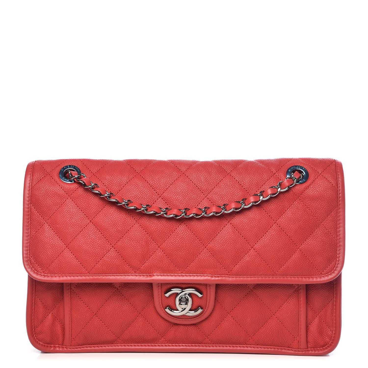 Chanel Caviar Quilted Large French Riviera Flap Red 1 of 9