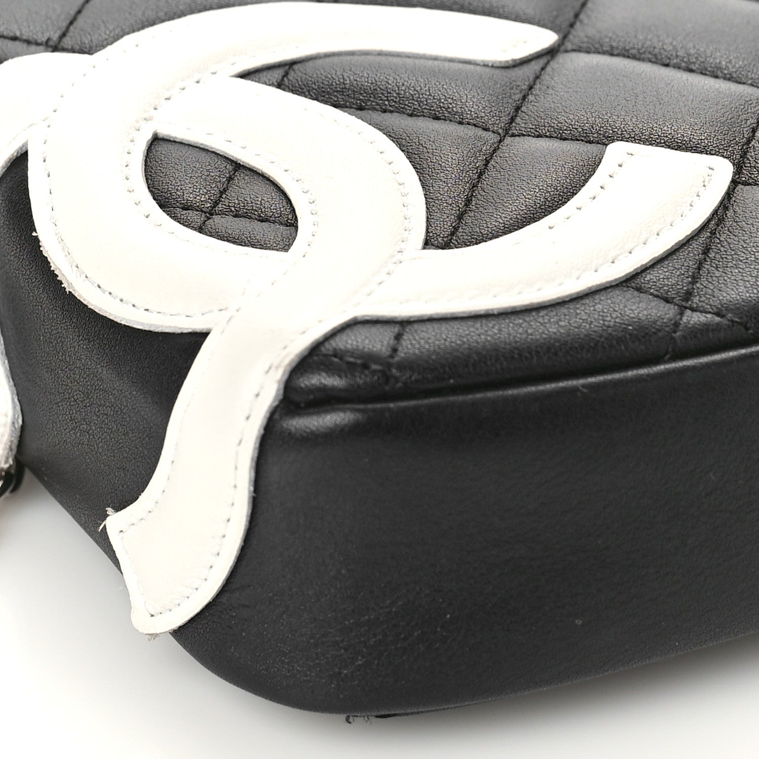 Chanel Calfskin Quilted Cambon Pochette Black White 8 of 9