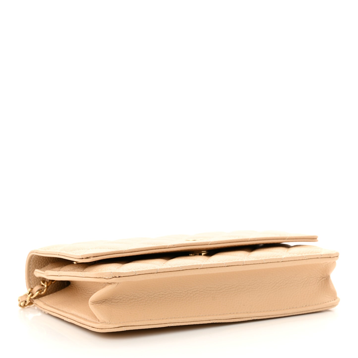 Caviar Quilted Wallet on Chain WOC Beige