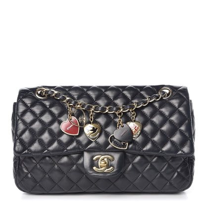 Chanel Lambskin Quilted Valentine Charms Medium Single Flap Black 1 of 9