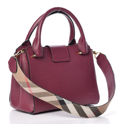 Burberry Soft Grain Calfskin Small Buckle Tote Dark Plum 3 of 12