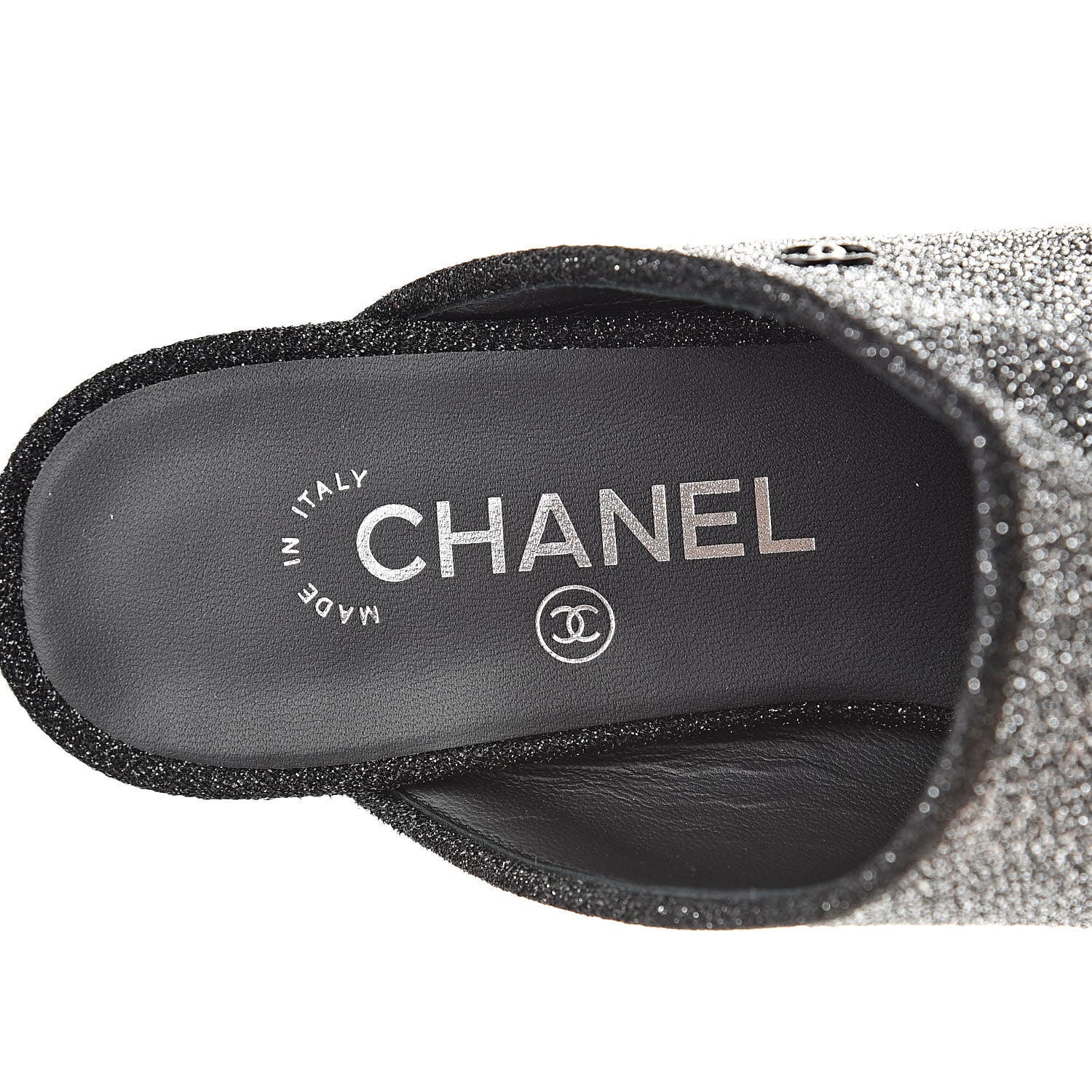 Chanel Fantasy Fabric Mules 38.5 Dark Silver Black 7 of 9