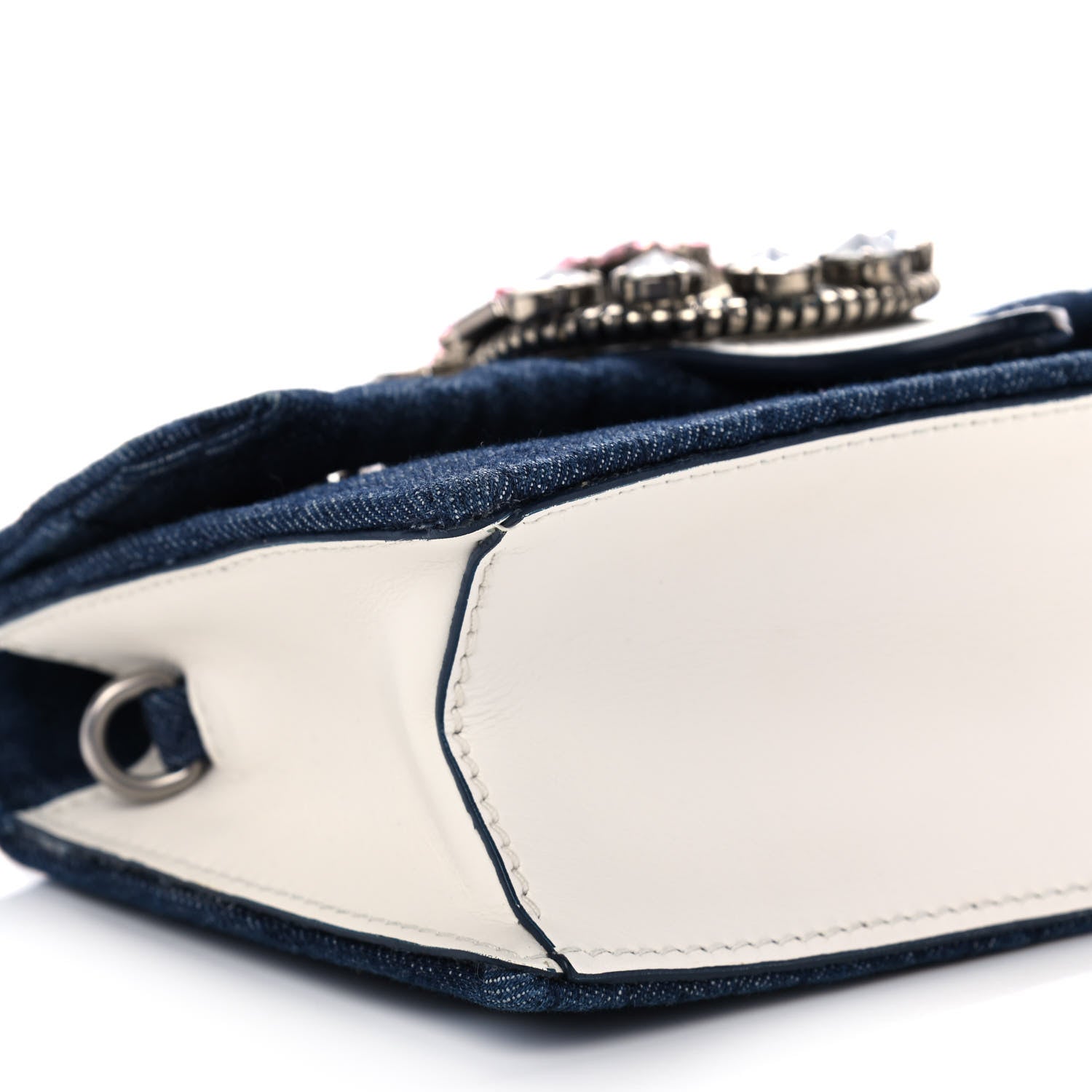 Miu Miu Denim Matelasse Crystal Embellished Lady Shoulder Bag Blue 11 of 12