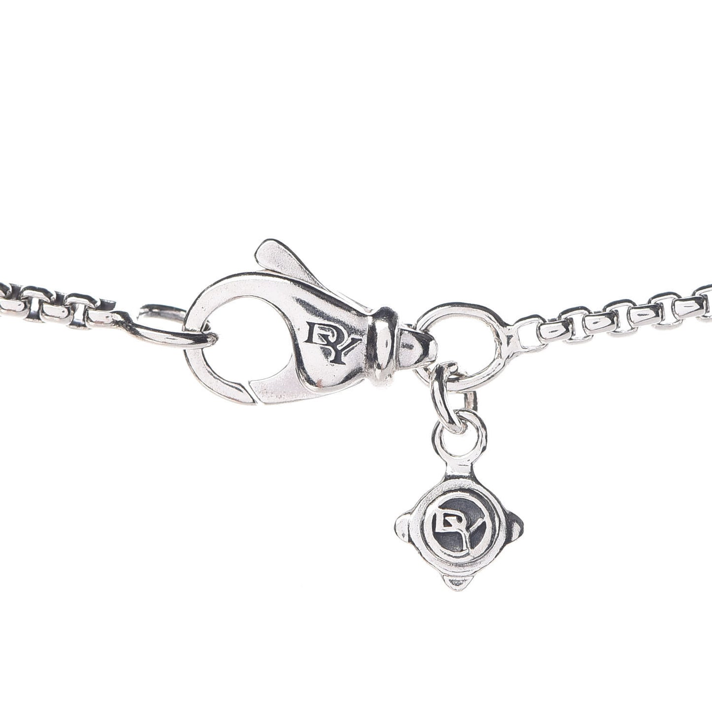 Sterling Silver Diamond Black Onyx 11mm Chatelaine Pendant Necklace