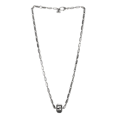 Gucci Sterling Silver Rock Crystal Textured G-Cube Pendant Necklace 3 of 6