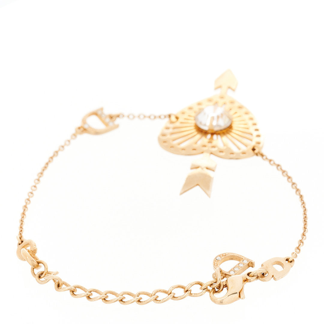 Crystal Heart Arrow Bracelet Gold