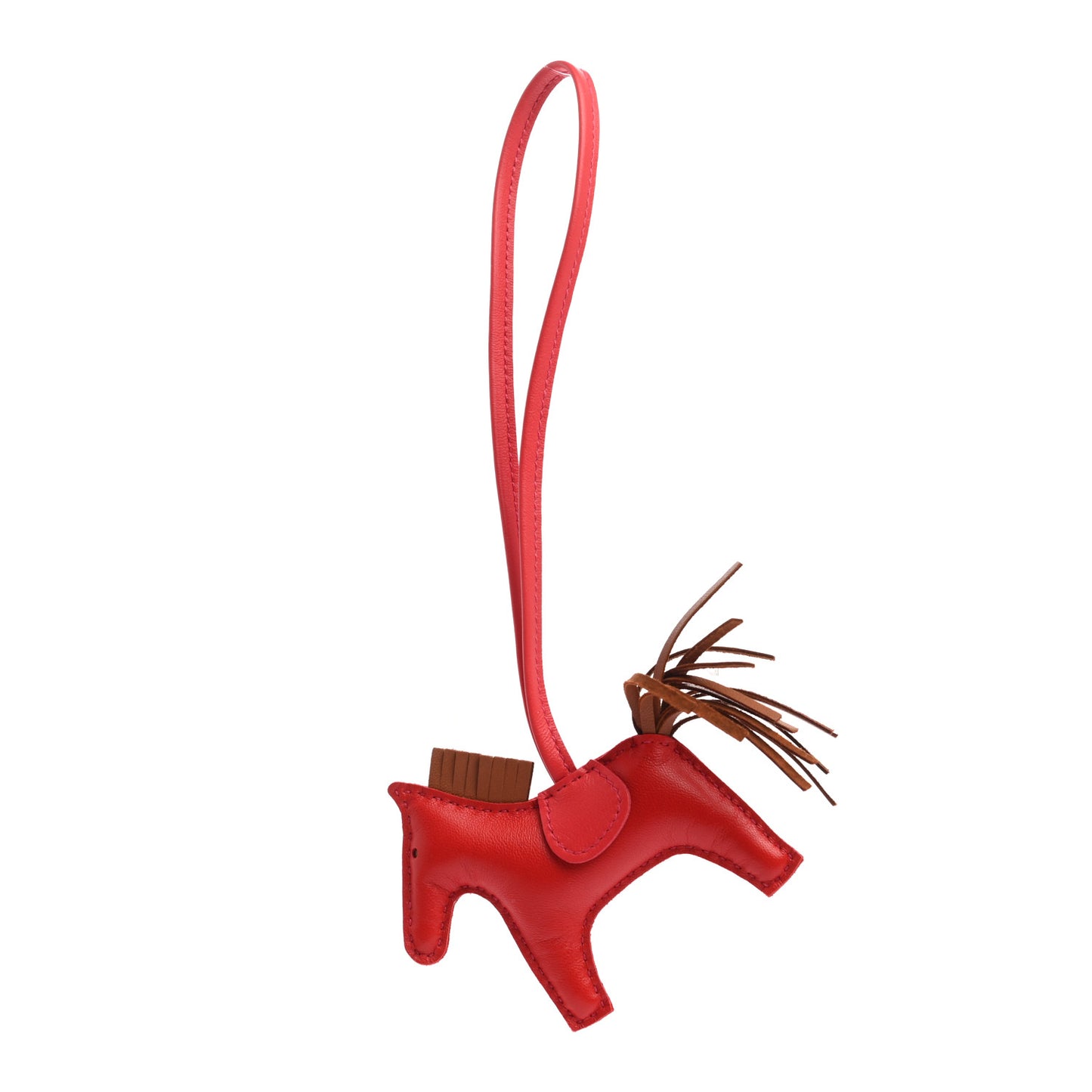 Milo Lambskin Grigri Rodeo Horse Bag Charm PM Rouge Indien Gold Bougainvillea