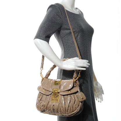 Miu Miu Lux Leather Small Matelasse Coffer Deserto 2 of 8