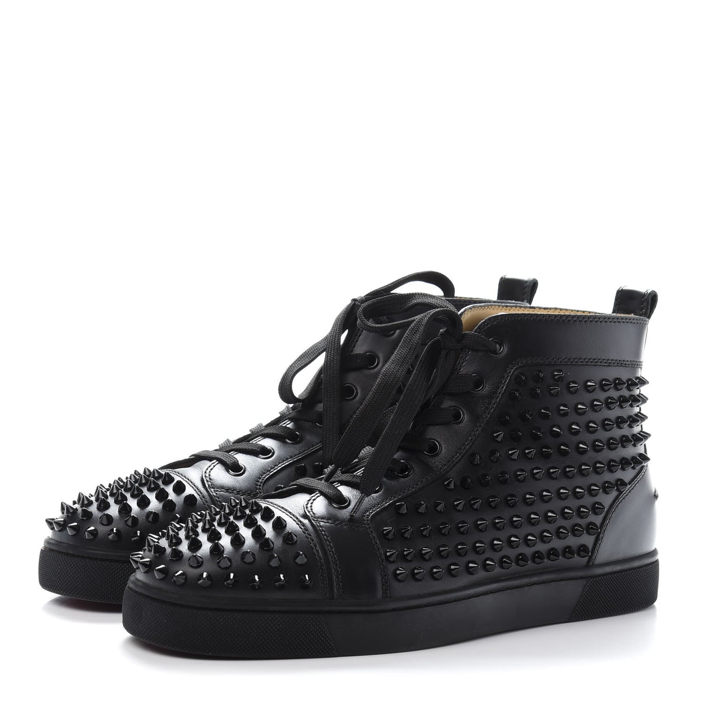Calfskin Mens Louis Spikes Flat Sneakers 43 Black