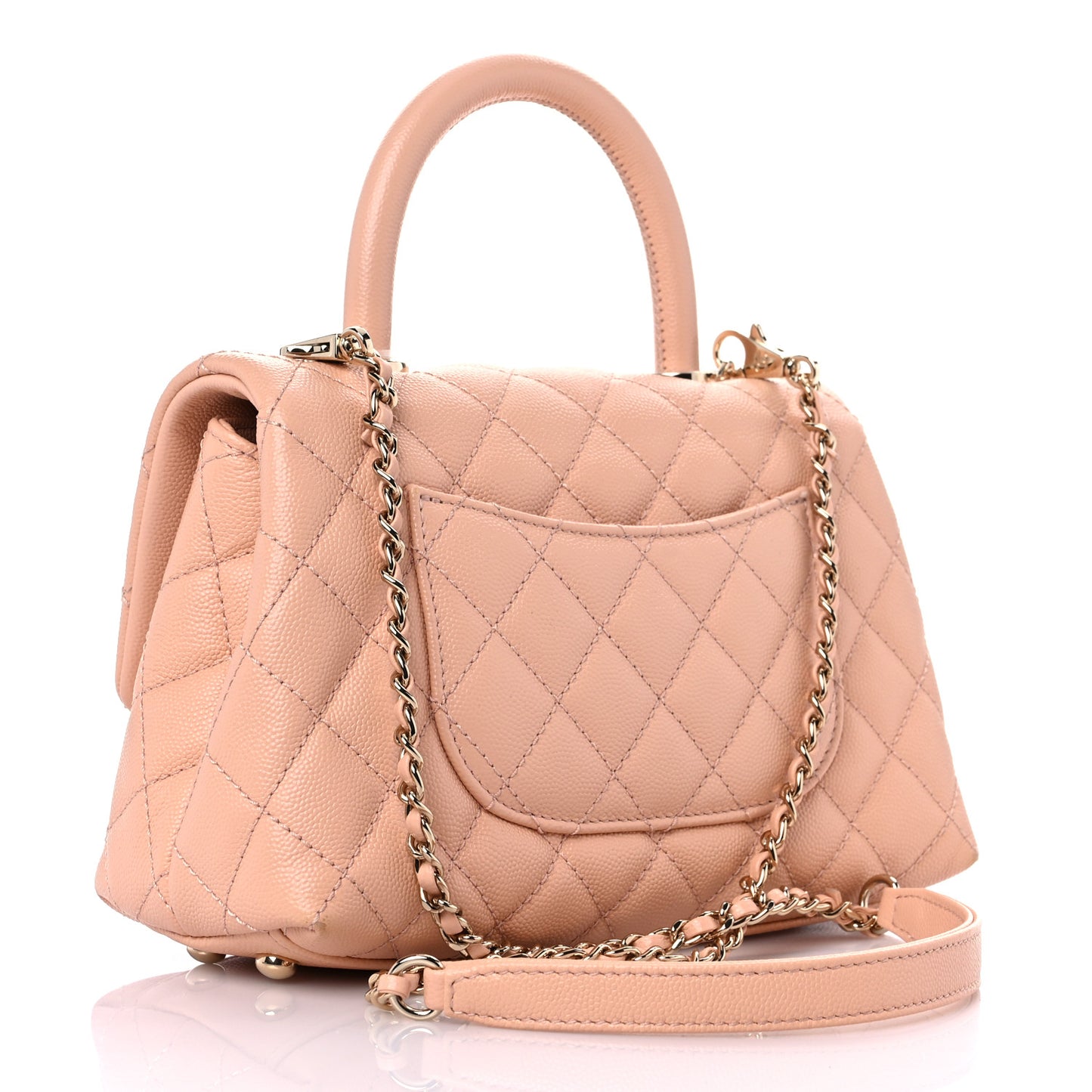 Caviar Quilted Mini Coco Handle Flap Light Pink