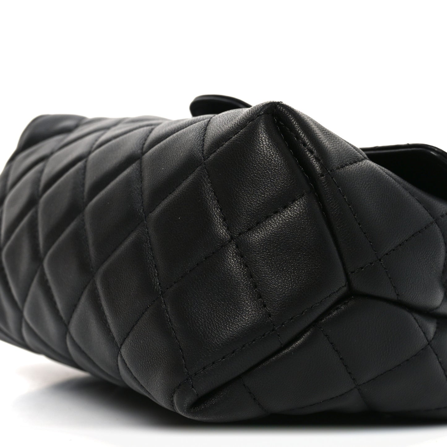 Lambskin Quilted Flap Cosmetic Case Black