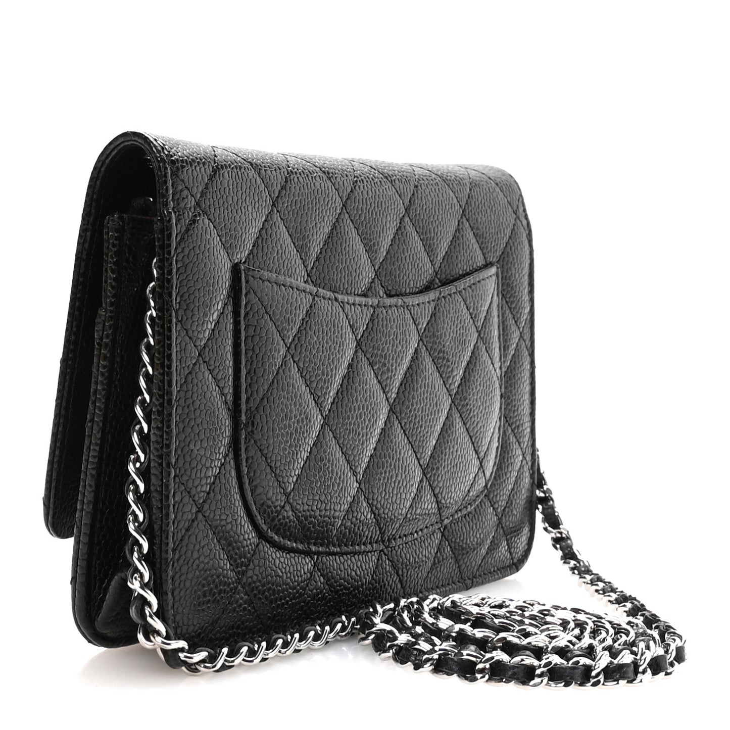 Caviar Quilted Wallet on Chain WOC Black