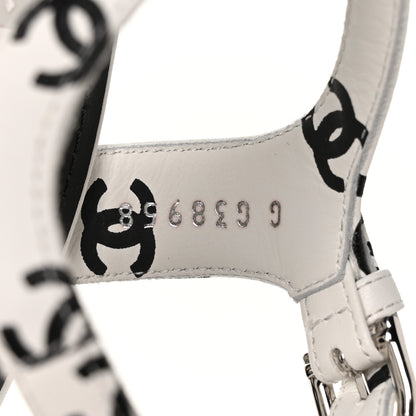 Chanel Printed Lambskin CC Platform Sandals 36 White Black 7 of 9