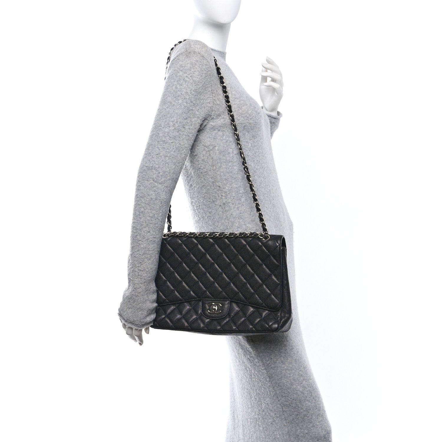 Chanel Caviar Quilted Maxi Single Flap Black 2 of 12