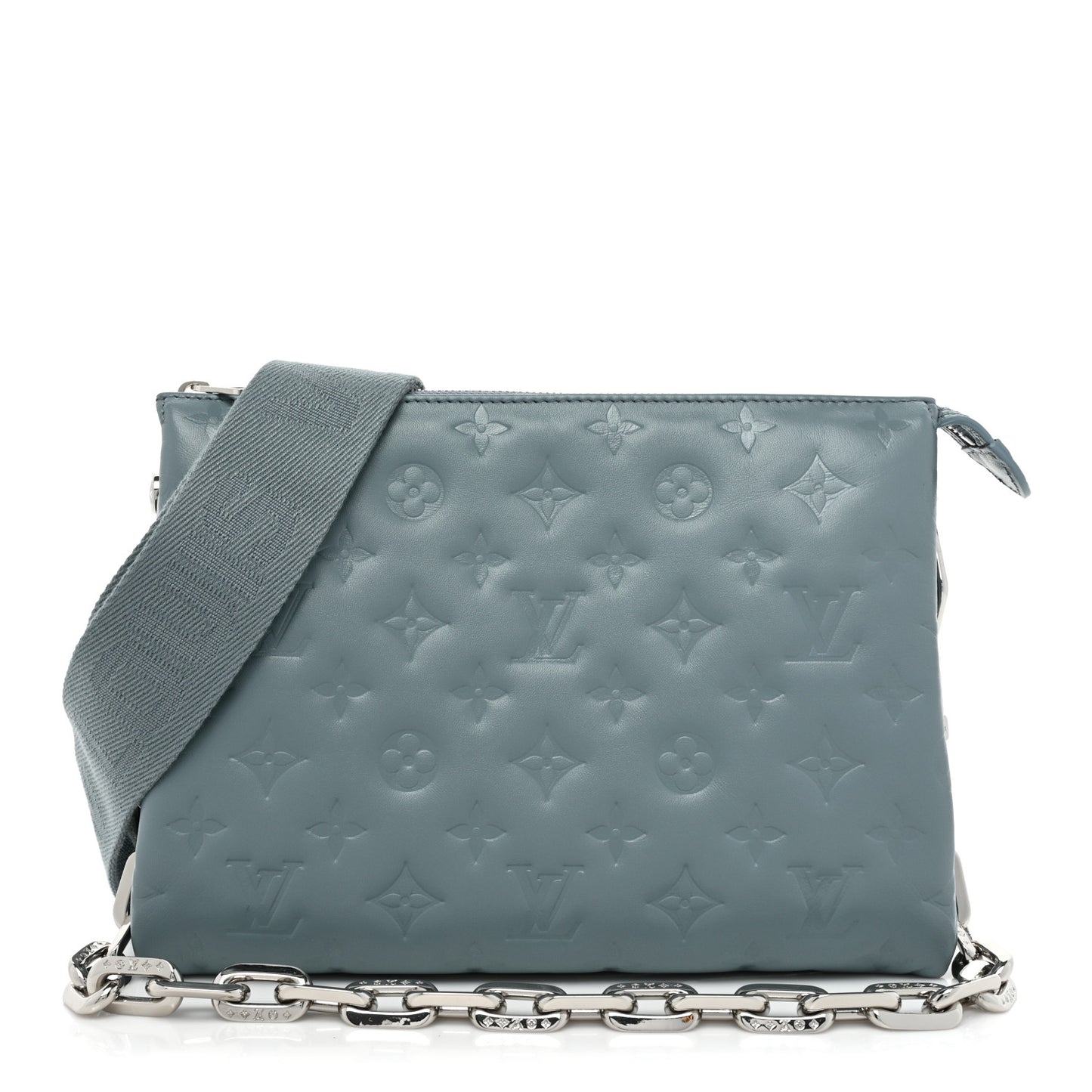 Lambskin Embossed Monogram Coussin PM Blue Glacier