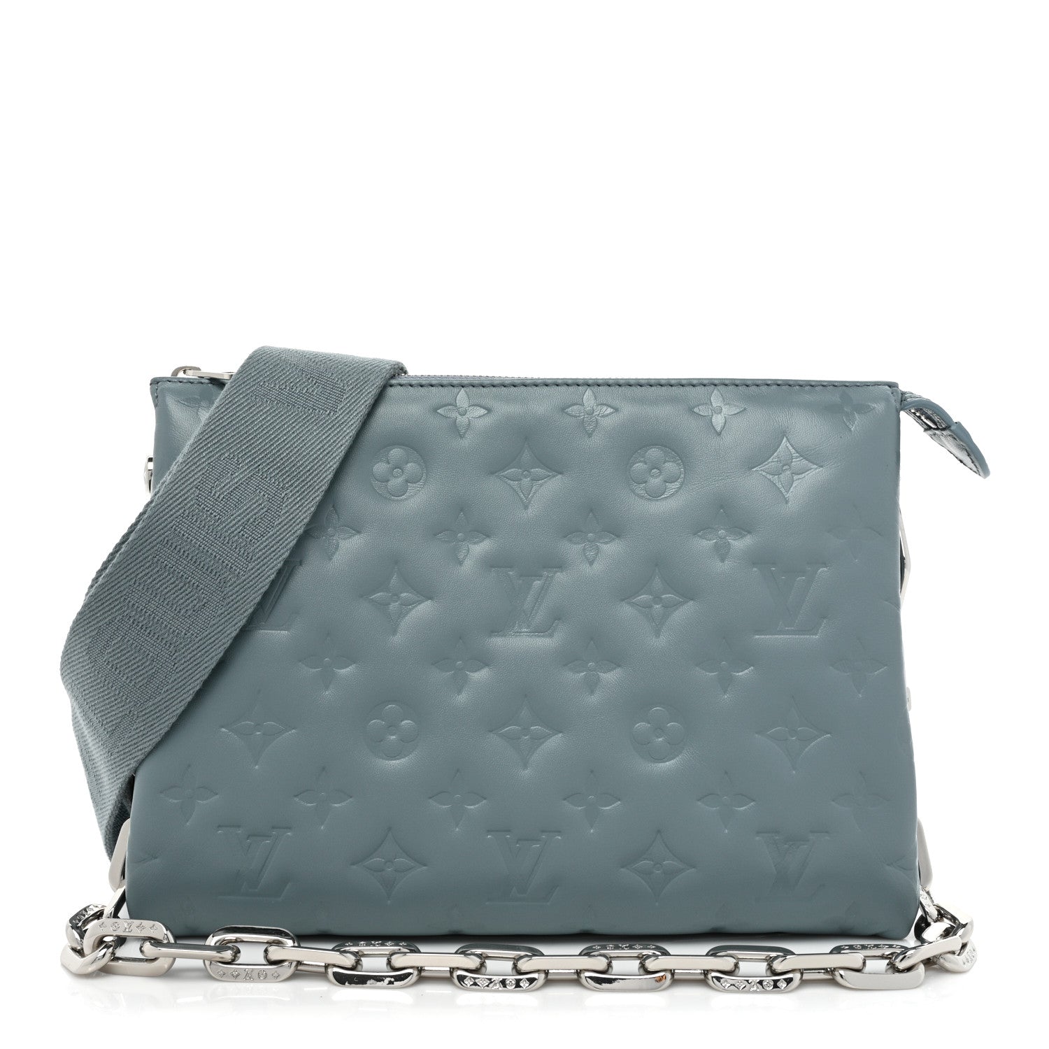 Louis Vuitton Lambskin Embossed Monogram Coussin PM Blue Glacier 1 of 10