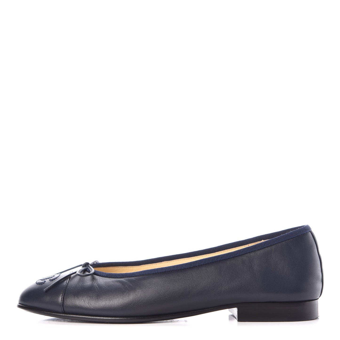 Lambskin CC Cap Toe Ballerina Flats 36 Navy
