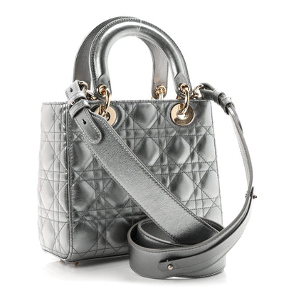 Christian Dior Metallic Lambskin Cannage Small My ABCDior Lady Dior Dark Silver 2 of 10