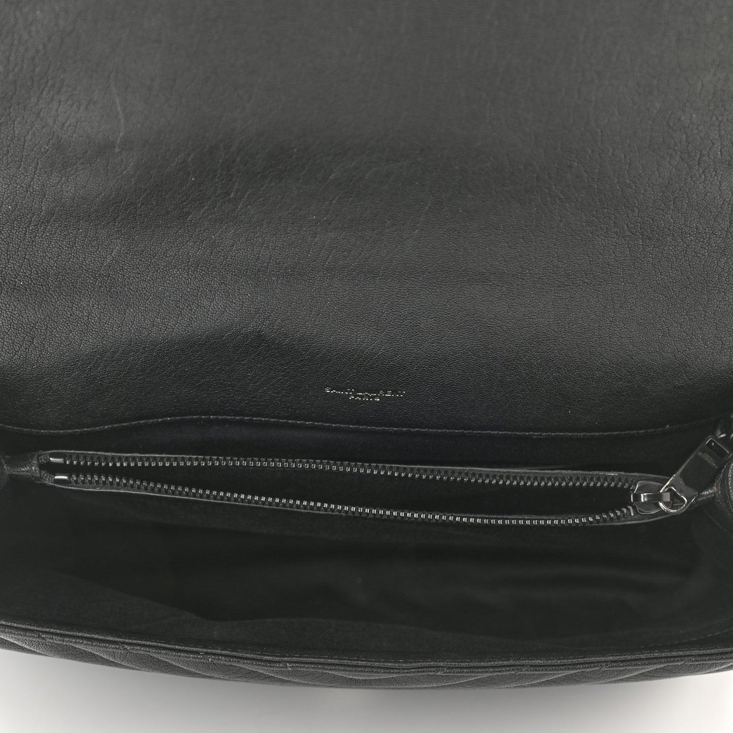 Sheepskin Matelasse Chevron Monogram Monochrome Large College Satchel Black