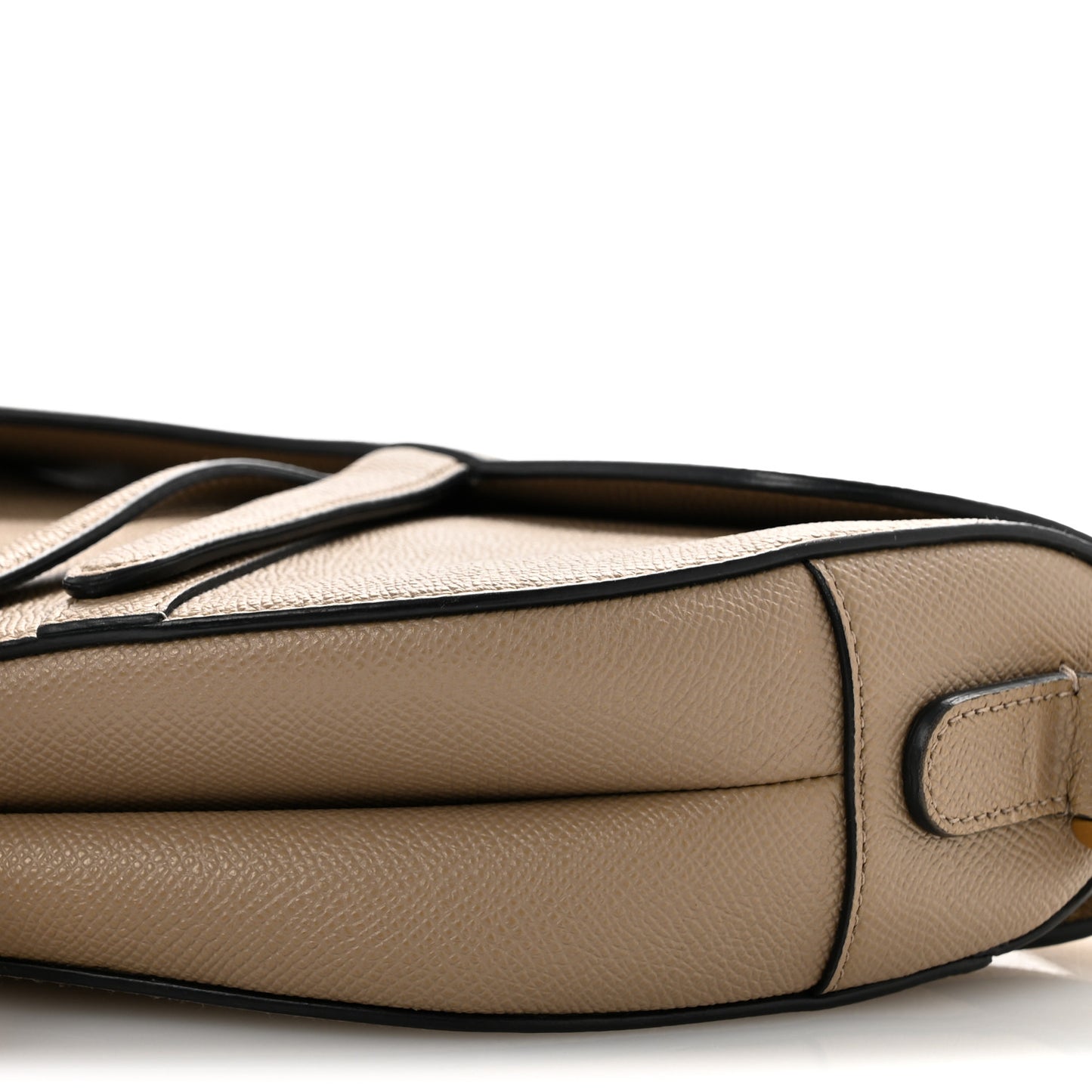 Grained Calfskin Saddle Bag With Strap Taupe