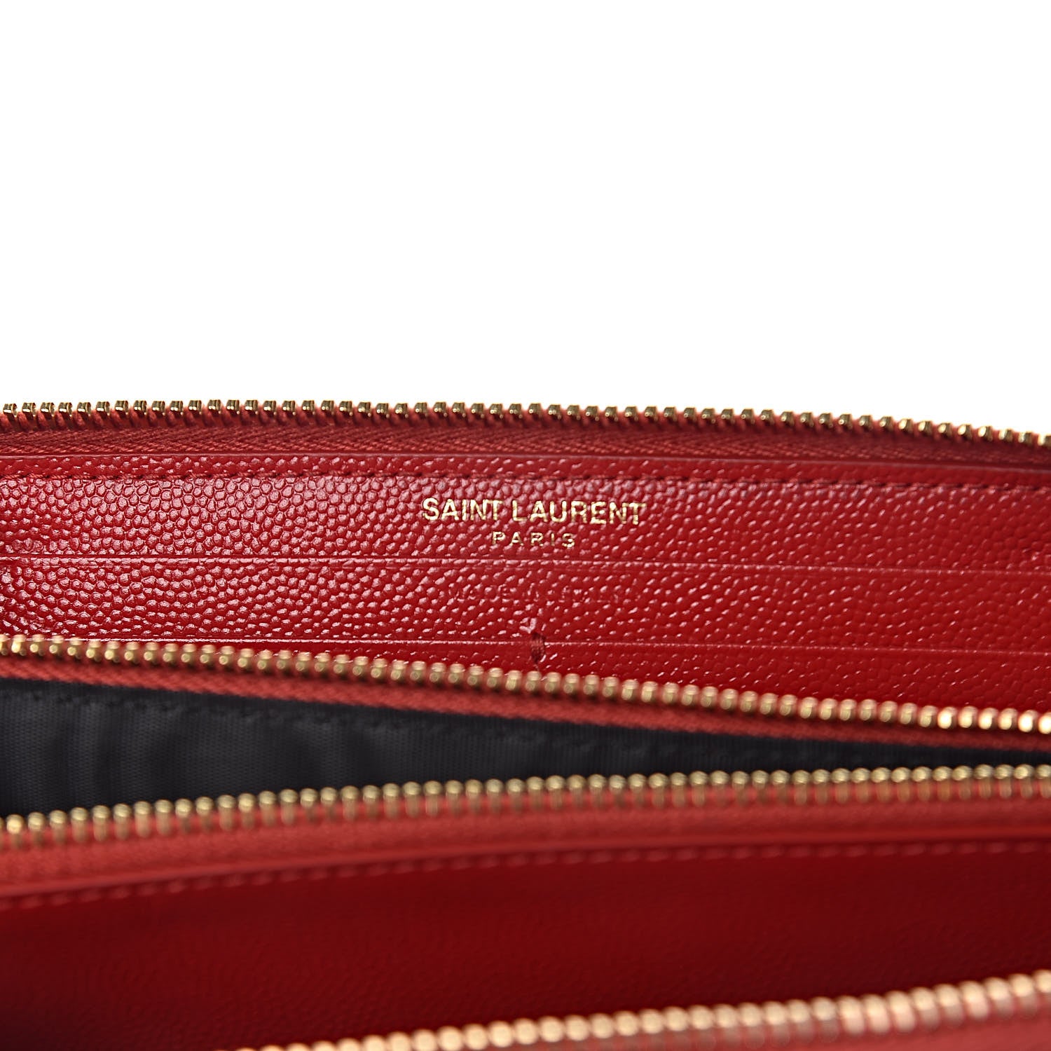 Saint Laurent Grain De Poudre Matelasse Chevron Monogram Zip Around Wallet Bandana Red 6 of 7