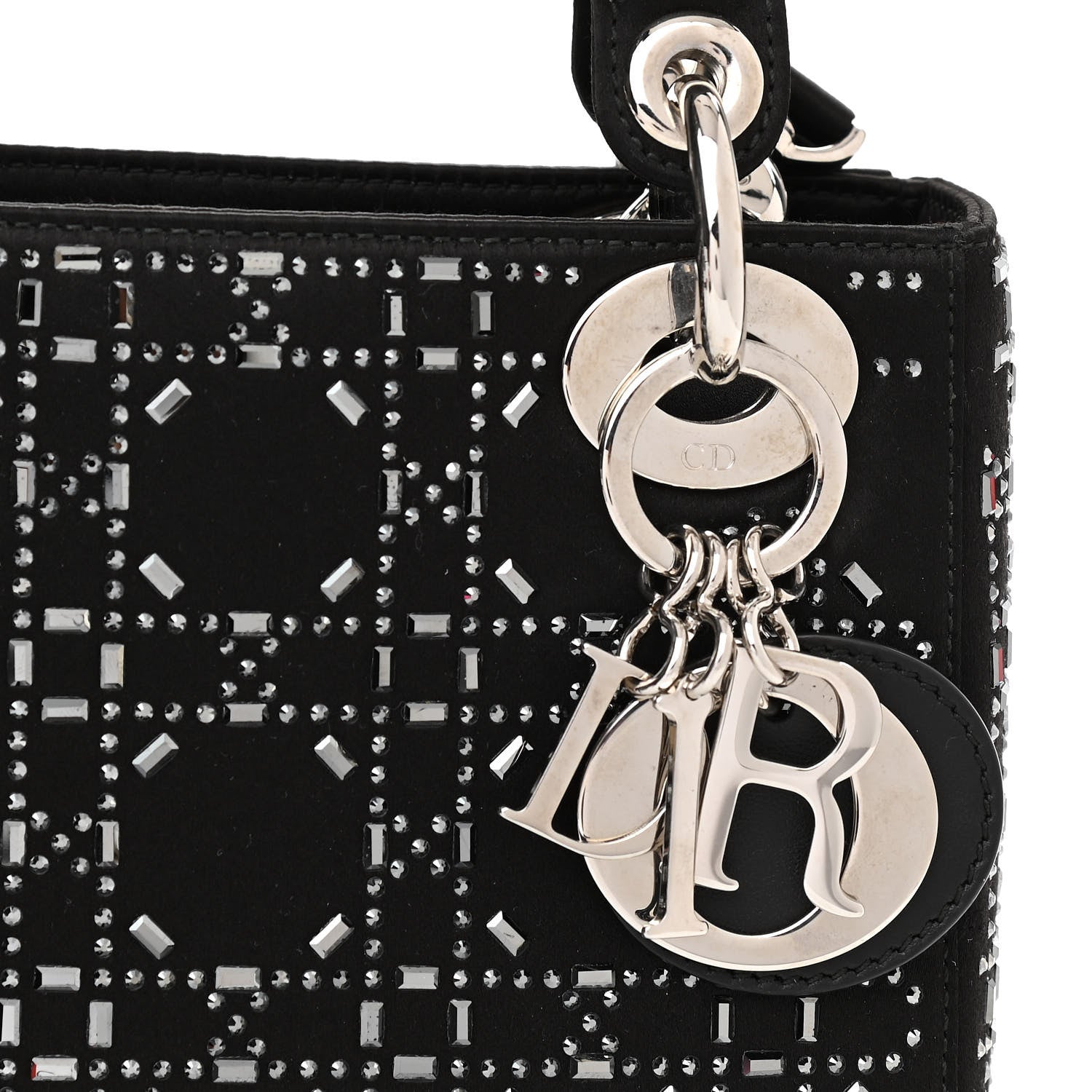 Christian Dior Satin Crystal Cannage Mini Lady Dior Black 8 of 9