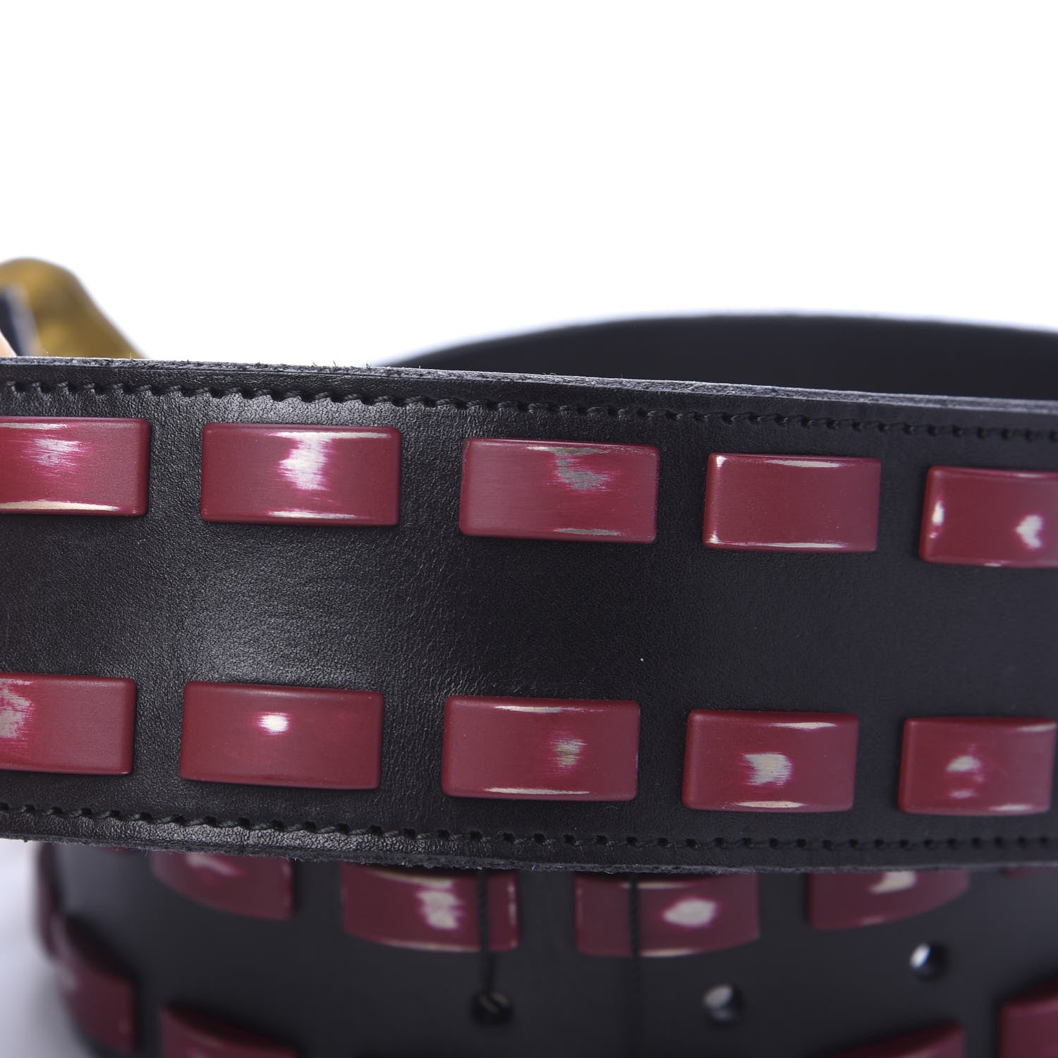 Gucci Metal Tiger Head Studded Belt 80 32 Yellow Black 3 of 5