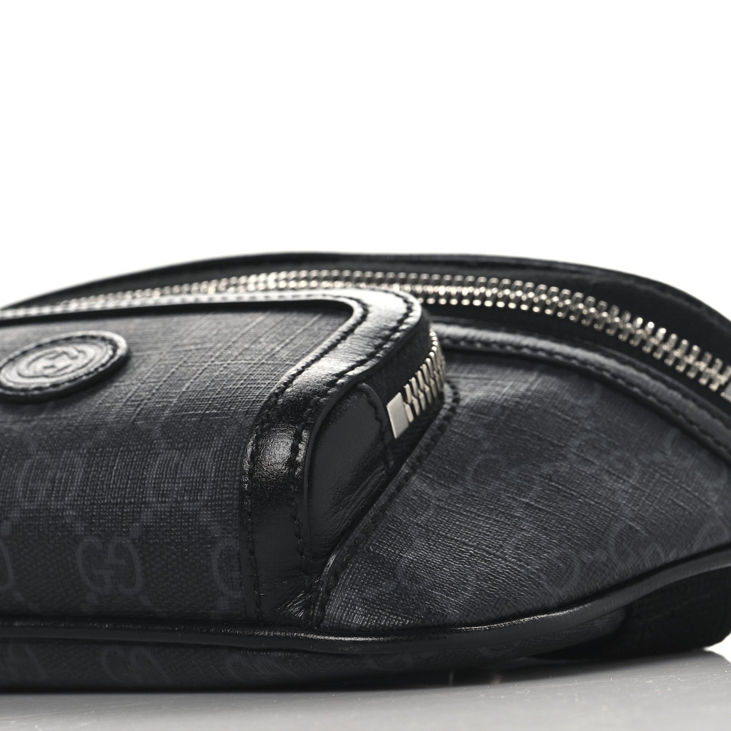 GG Supreme Monogram Textured Calfskin Retro Interlocking G Belt Bag Black