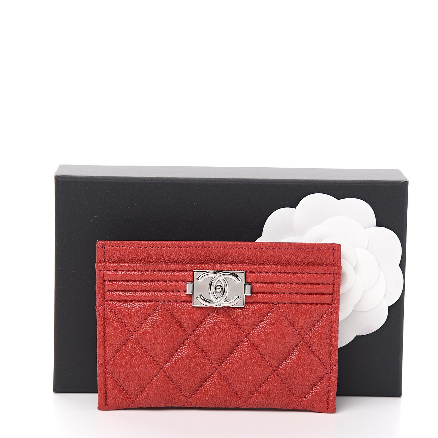 Caviar Quilted Boy Card Holder Red
