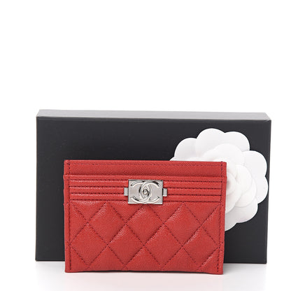 Chanel Caviar Quilted Boy Card Holder Red 8 of 8