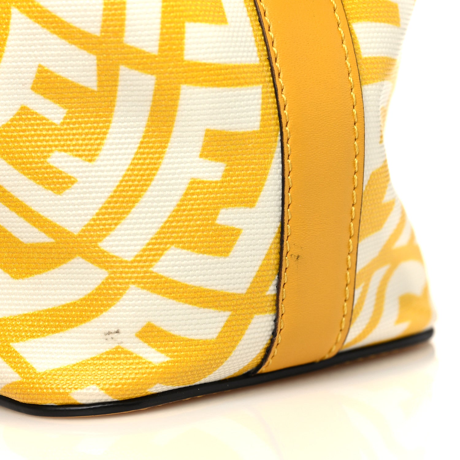 Fendi X SARAH COLEMAN Glazed Canvas Vitello King F is Fendi FF Vertigo Mini Mon Tresor Bucket Bag Mimosa White 6 of 8