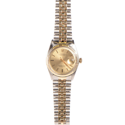 Rolex Stainless Steel 18K Yellow Gold 36mm Oyster Perpetual Datejust Watch Champagne 1601 3 of 9