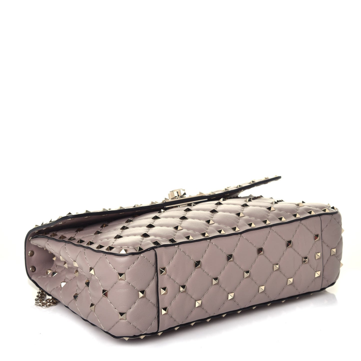Lambskin Medium Rockstud Spike Shoulder Bag Poudre