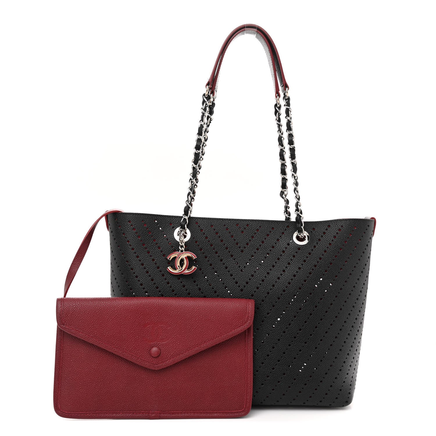 Chanel Perforated Grained Calfskin Large Shopping Tote Black 3 of 11