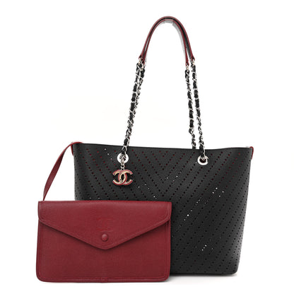 Chanel Perforated Grained Calfskin Large Shopping Tote Black 3 of 11