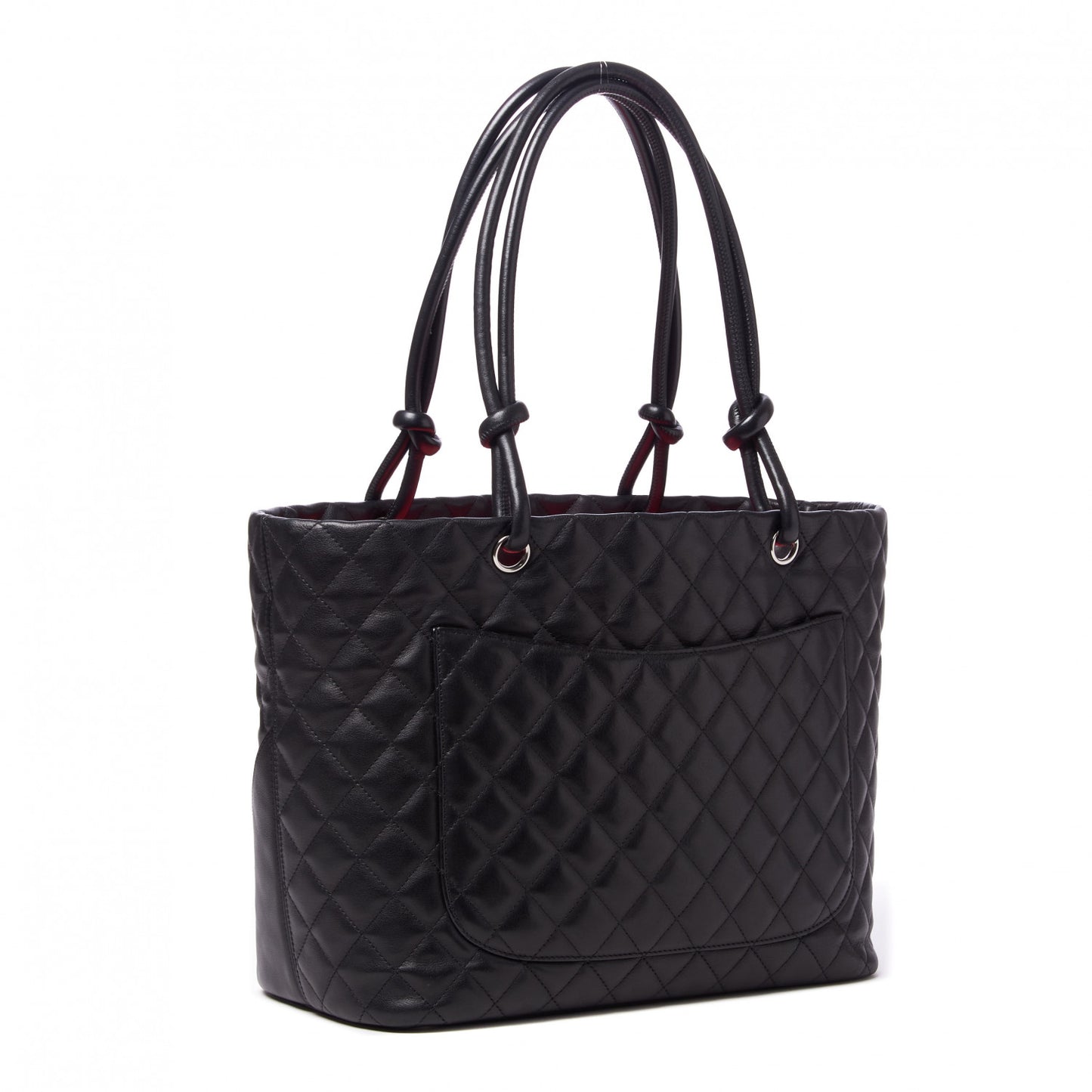 Calfskin Quilted Large Cambon Tote Black