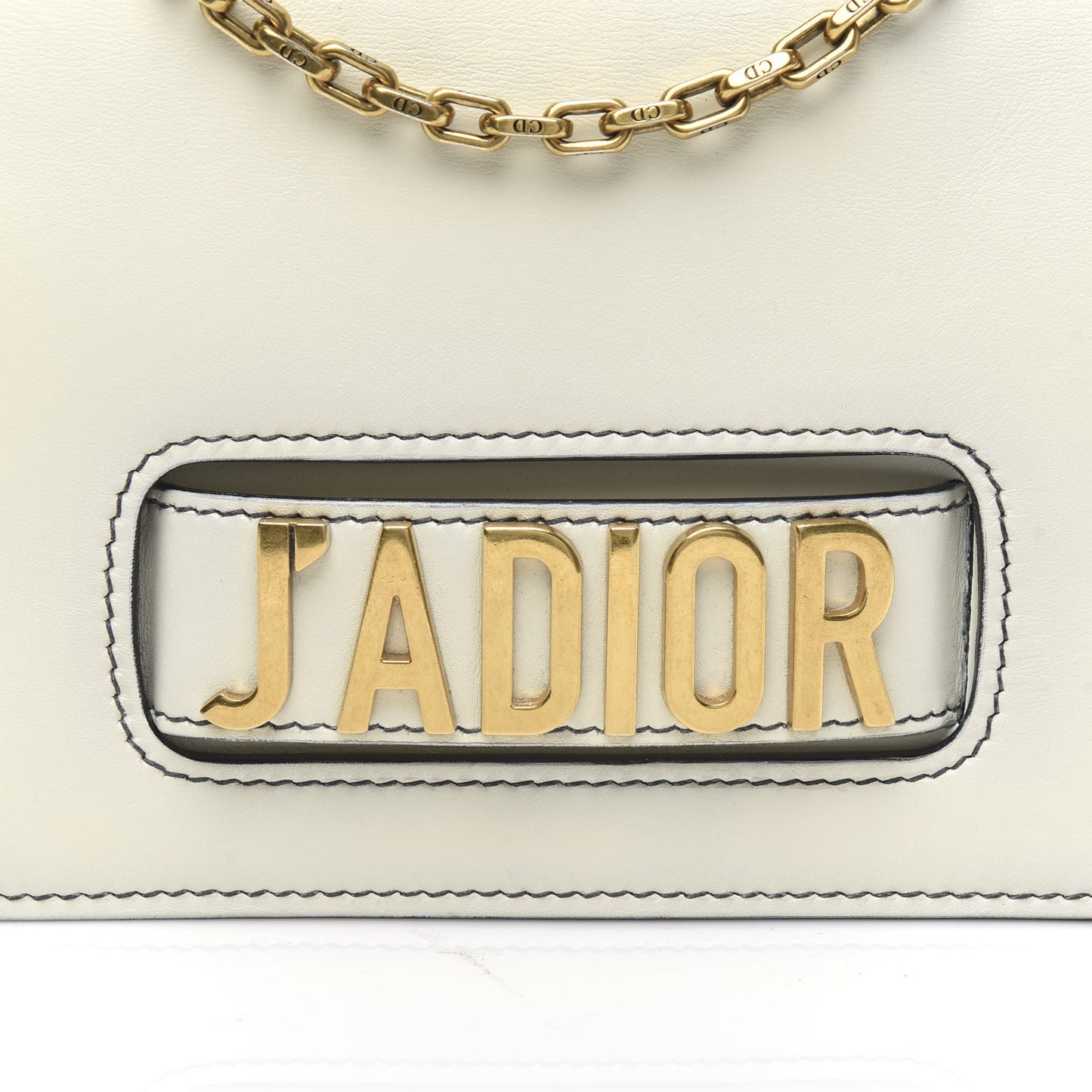 Calfskin J'Adior Chain Flap Bag Off White