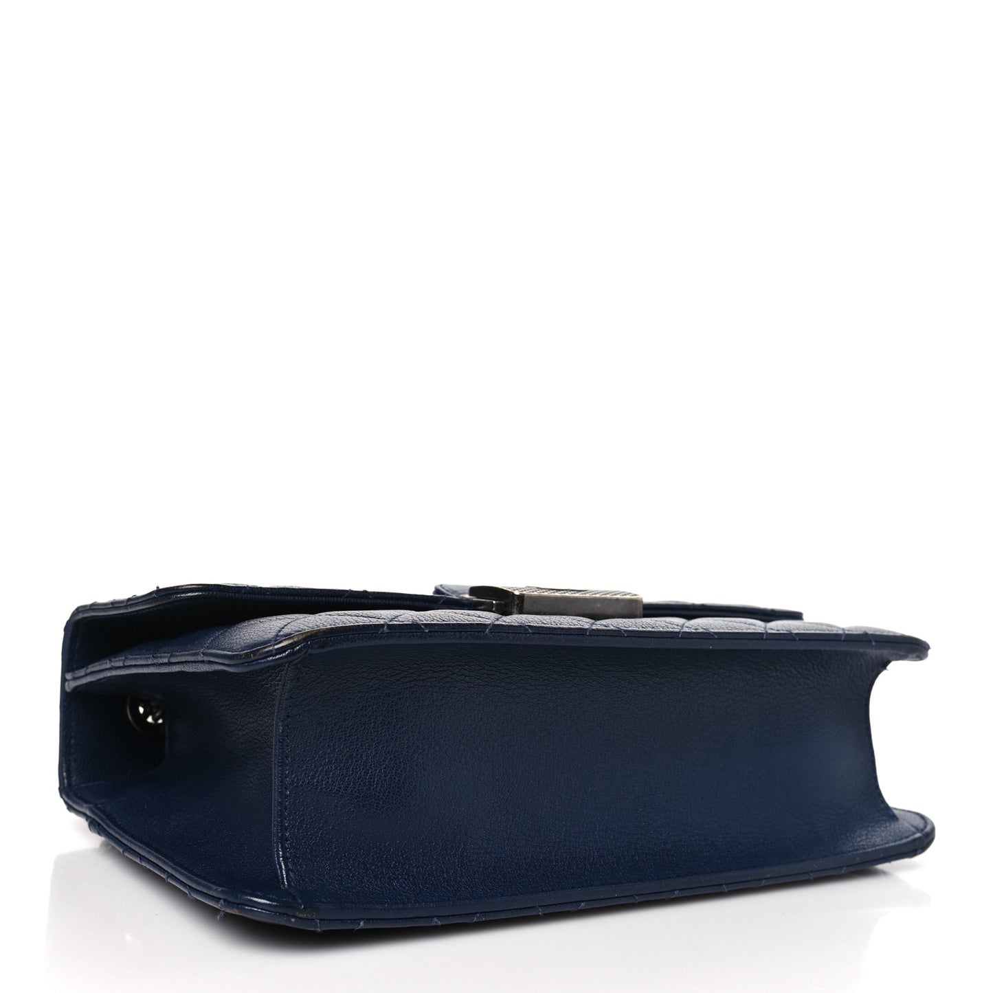 Goatskin Quilted Small CC University Top Handle Flap Blue