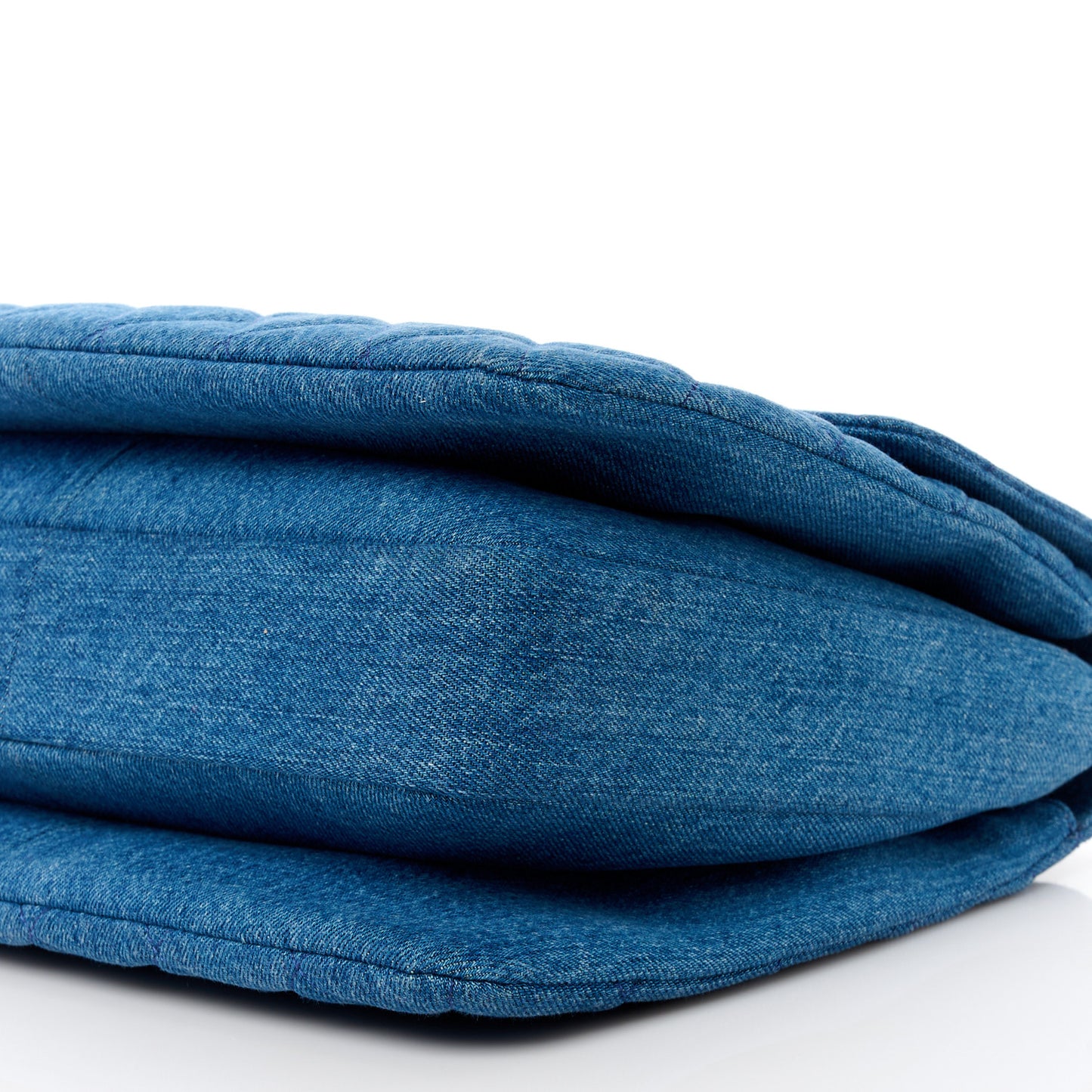 Denim Quilted Large Trendy CC Flap Dual Handle Bag Blue