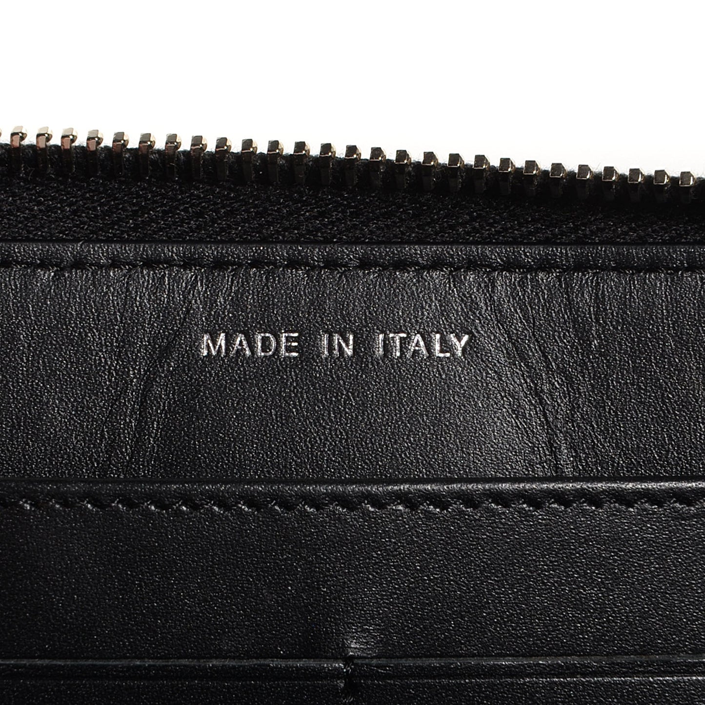Glittered Calfskin Quilted Large Gusset Zip Wallet Black
