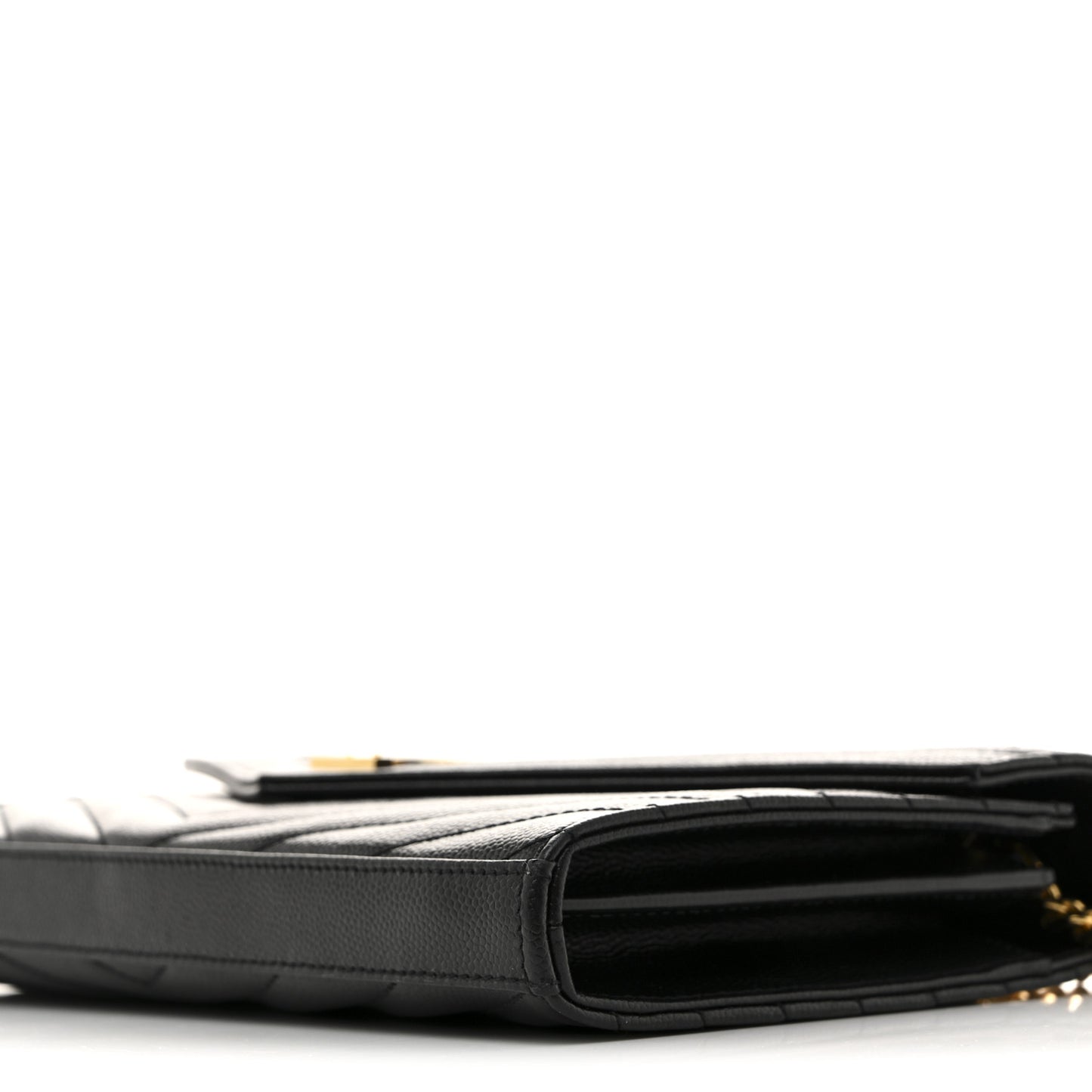 Grain De Poudre Matelasse Chevron Monogram Chain Wallet Black