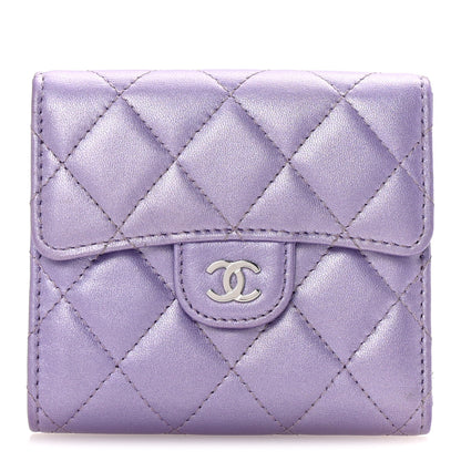Chanel Metallic Lambskin Quilted Compact Flap Wallet Light Purple 1 of 9