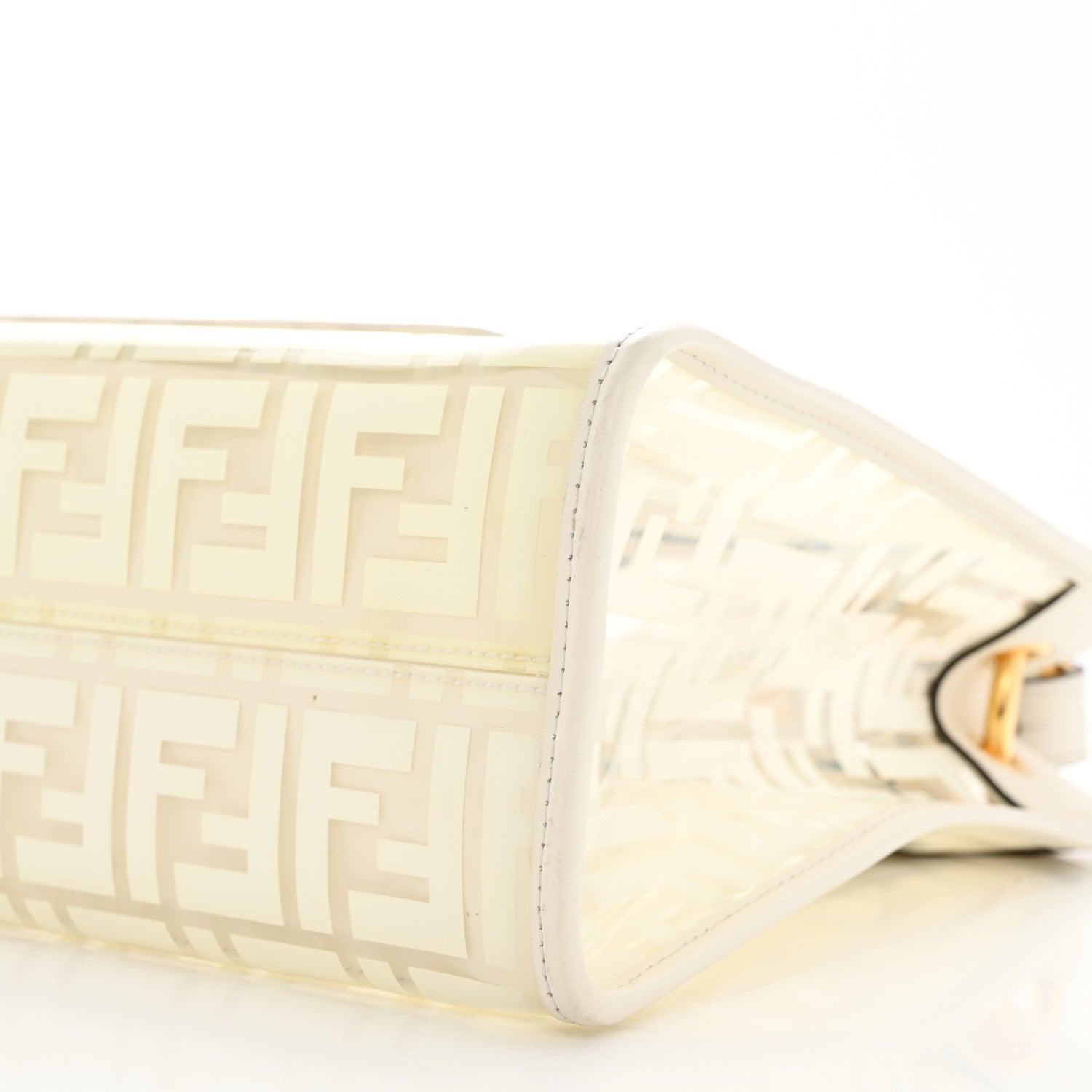 Fendi TPU FF Vitello Century Plexiglass Small Runaway Shopper Tote White 10 of 10